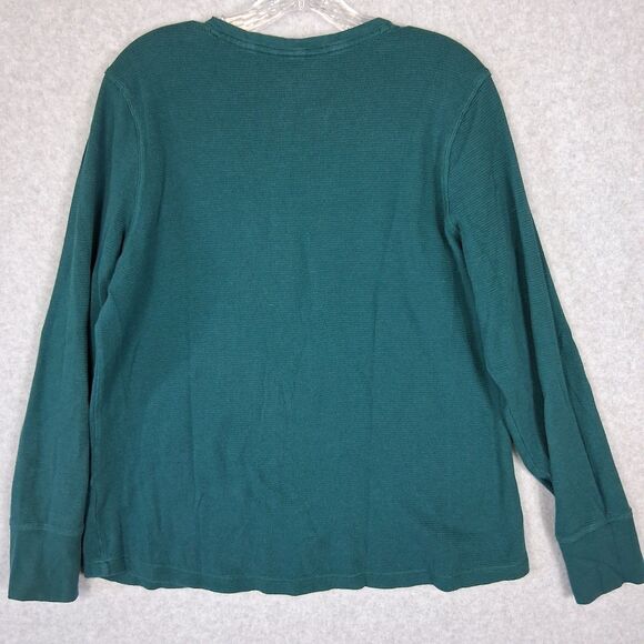 L.L. Bean Womens XL Waffle Knit Henley Top Shirt Green Layering Basic Stretch - Picture 3 of 10